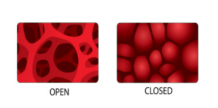 Open vs. closed cell foam.